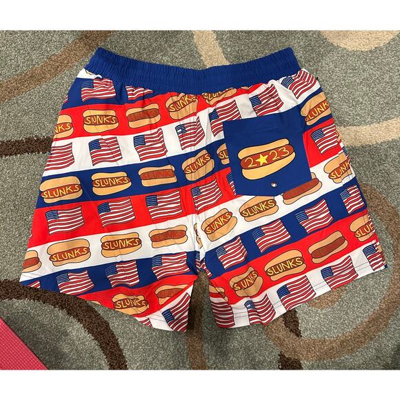 SLUNKS Hot Dog 4th Of July Volleyball Shorts For Men, MEDIUM - Picture 2 of 4